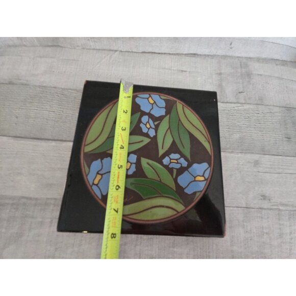 Besheer Decorative Tile Trivet With Blue Floral Design - Picture 5 of 6